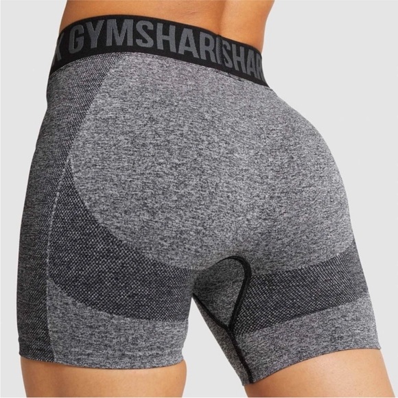 Gymshark Flex Bike Shorts - Black Marl/Charcoal - Picture 2 of 5
